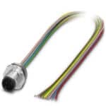 Connecteur mâle encastrable M12 8 pôles, filetage M16