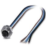 M12 4 pins cable, flush type female/free end 0,5m lenght